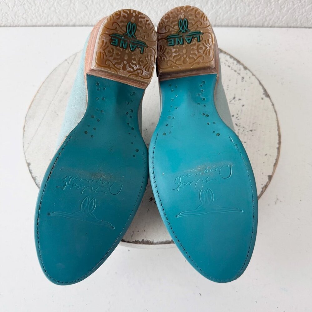 Lane Plain Jane Mule Womens Blue Ostrich Leather Cowboy Boots Western Size  7.5 - Picture 9 of 12